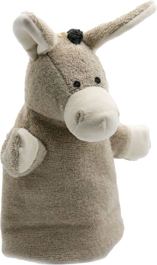 Cute by Felix Organische Handpop Ezel Dier knuffel Grijs 25 cm