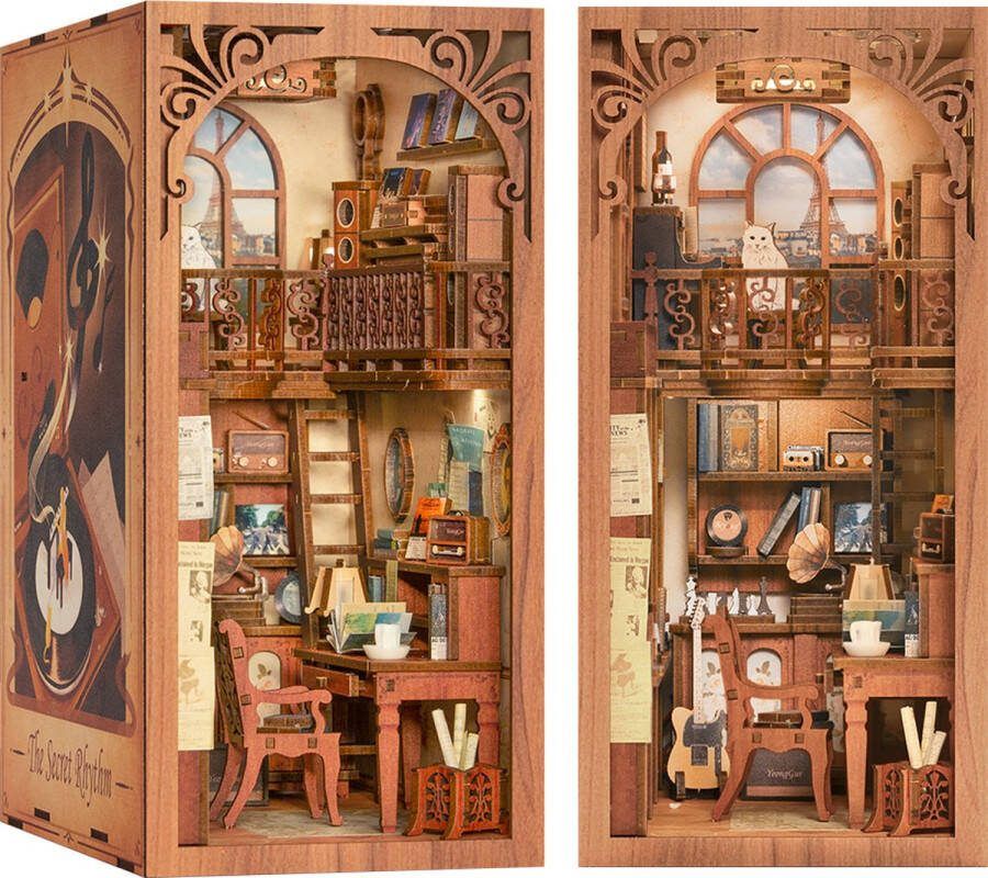 CuteBee Book Nook DIY Miniatuur Huisjes Modelbouwpakket Houten Modelbouw Tieners (14+) Volwassenen Houten Boekensteun The Secret Rhythm (SZ03B)