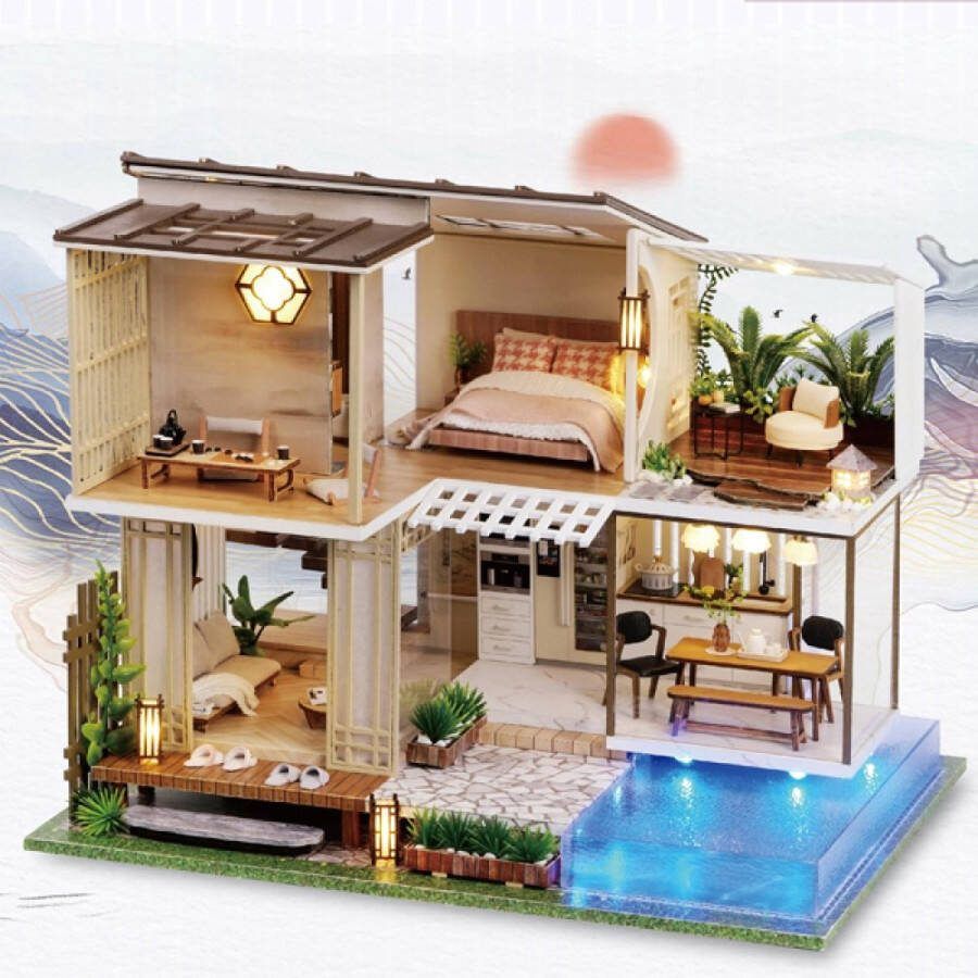 Cuteroom CUTE ROOM DIY Miniatuur Houten Poppenhuis Villa Bouwpakket A-085 Elegant and Quiet