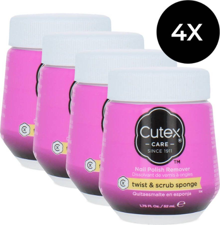 Cutex Twist & Scrub Sponge Nagellak remover 4 x 52 ml