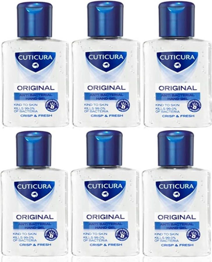 CUTICURA Original handgel Crisp and Fresh Cream antibacteriële handgel 6 x 50 ml reisformaat