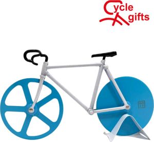 Cycle Gifts Pizzasnijder Pizzames Deegsnijder Pizza snijder Pizza roller Cadeau Blauw Wit