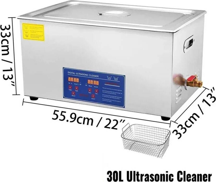 D&B ultrasoon reiniger ultrasoon reiniger voor brillen 30 Liter ultrasoon reinigingsapparaat Gereedschapreiniger