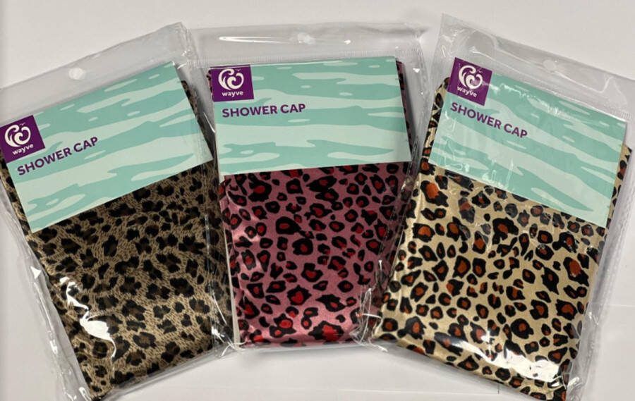 D&F Douchemuts Panterprint Panter Douchen Muts Assorti Showercap Badmuts Haarverzorging Bad muts Douche kapje Douchekapje