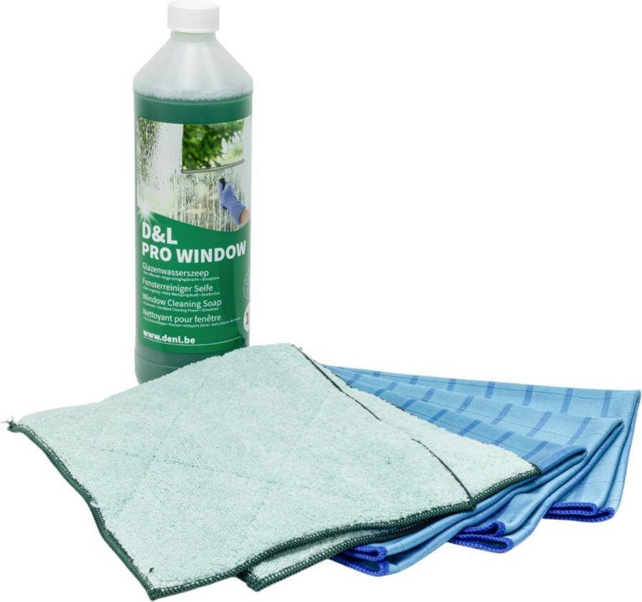 D&L Bamboe Glasdoeken Microvezel Promo Doek Set Blauw