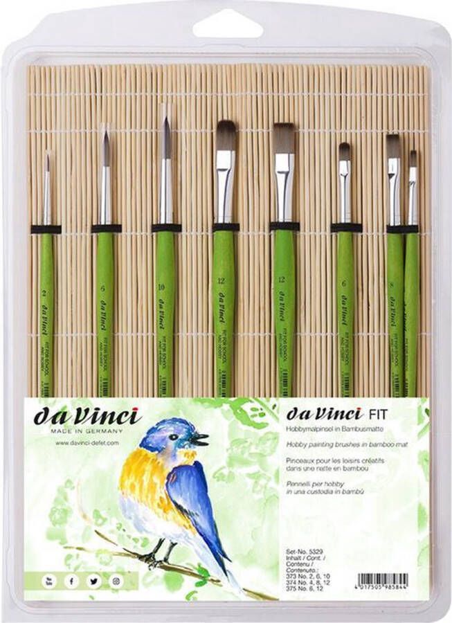 Da Vinci Hobby & School Penselen Set | 8 Kwasten | Plat & Rond