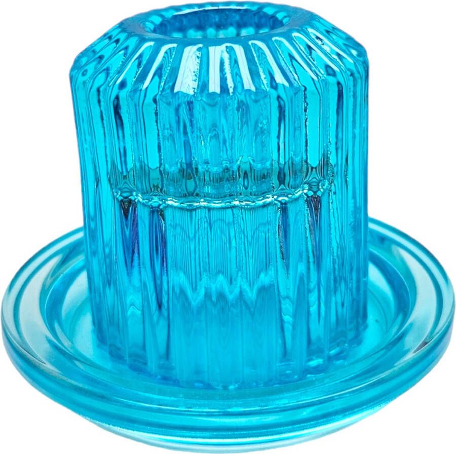 Daan kromhout Cactula glazen kandelaar voor 1 dinerkaars in turquoise 7 cm trend 2023