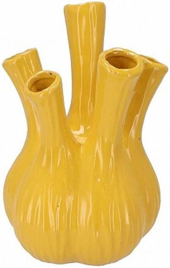 Daan Kromhout Design Aglio Tulpenvaas Toetervaas Geel Yellow Daan Kromhout 20 x 25 cm (groot) Gekleurde vaas Bloemenvaas geel Vaas Keramiek Vaas voor droogbloemen