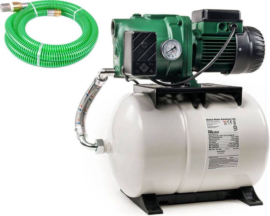 DAB Aquajet 132 20 M + Slang 4 m Hydrofoorpomp Tuinpomp Drukvat 4800l h 1490W Voor Tuinberegening