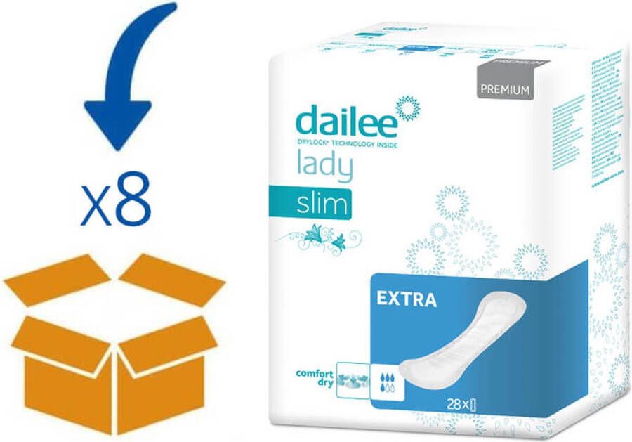 Dailee Lady Premium Slim Extra 8 pakken van 28 stuks incontinentieverband inlegkruisje