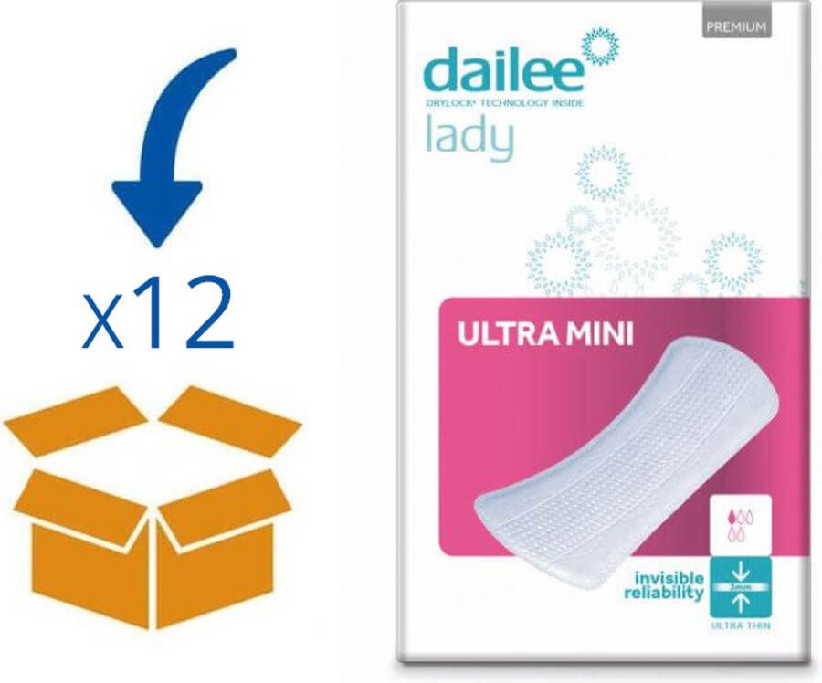 Dailee Lady Premium Ultra Mini 12 pakken van 28 stuks incontinentieverband inlegkruisje
