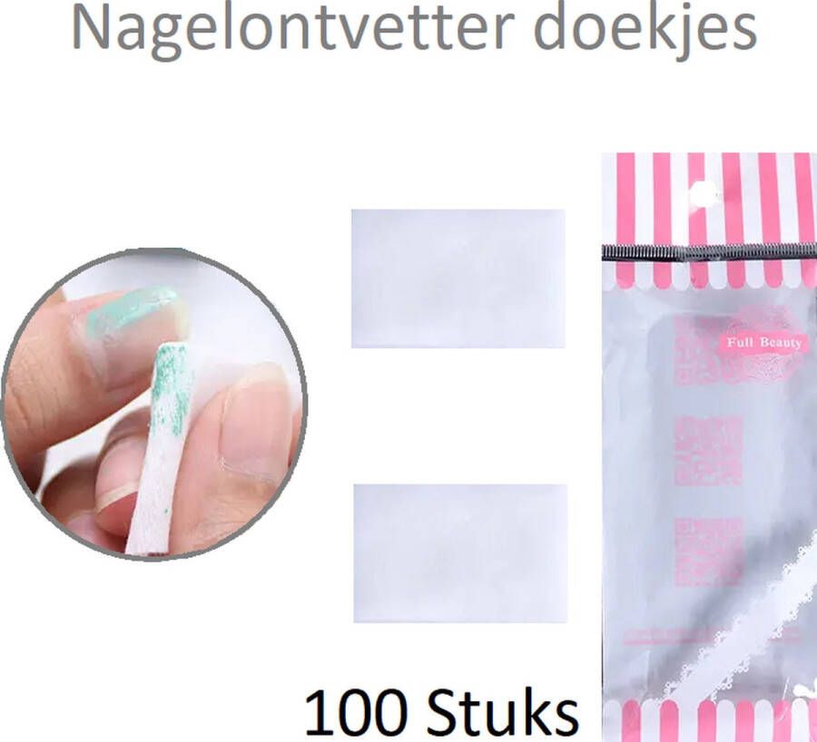 Nagel Ontvetter & Nail Cleaner Set (100 stuks) Complete Nagelverzorging met Nagel Primer Nagel Cleaner Celstof Doekjes Professionele Nail Wipes voor Perfecte Manicure & Pedicure