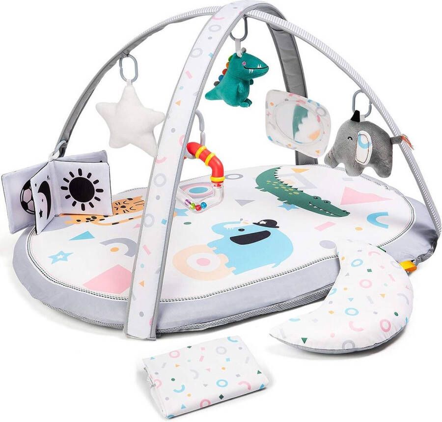 Dailysupplies Baby Speelkleed Met Boog Babyspeelgoed 0 Jaar Kinderspeelgoed 1 Jaar Speelmat Babygym Wit met Grijs