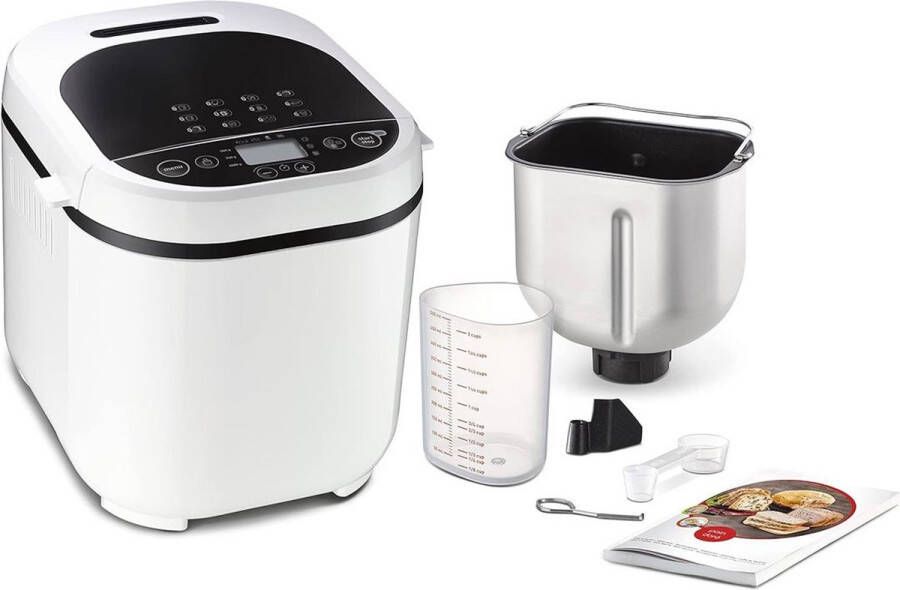 Dailysupplies Broodbakmachine met 17 Programma's en Timer Broodmachine Broodbakmachines Voor Broodmix 1500Gram Wit met Zwart