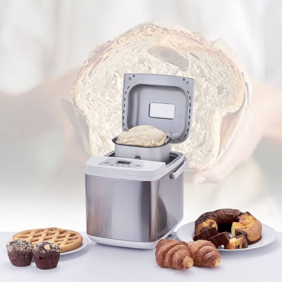 Dailysupplies Broodbakmachine met 19 Programma's en Timer Broodmachine Broodbakmachines Voor Broodmix 100Gram Zilver