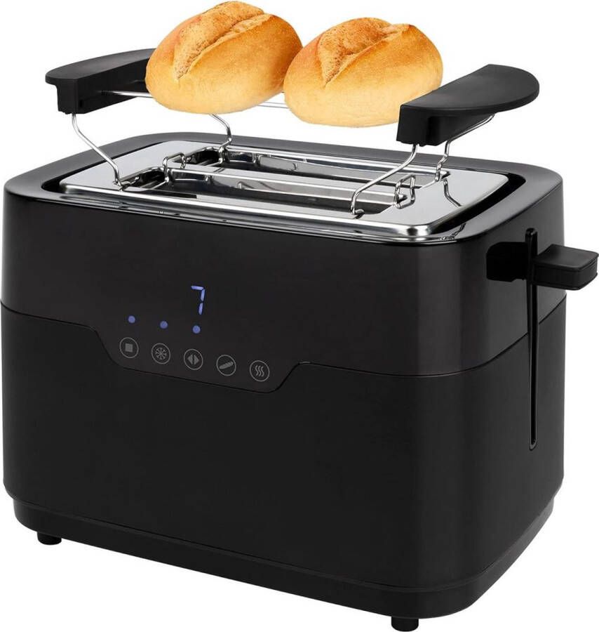 Dailysupplies Broodrooster met Tostiklemmen Broodroosters met Klemmen 2 Extra Brede Sleuven 5 Warmteniveaus Zwart