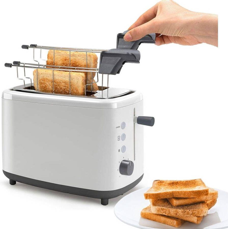 Dailysupplies Broodrooster met Tostiklemmen Toaster Broodroosters Wit met Grijs