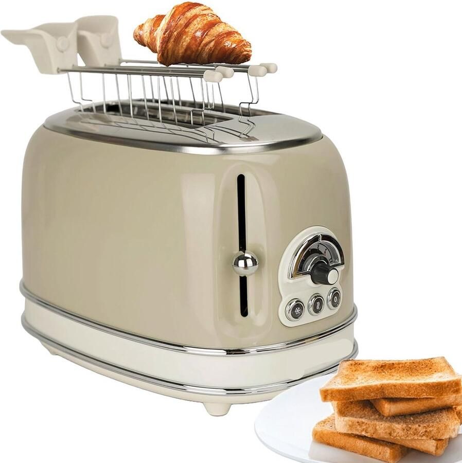 Dailysupplies Broodrooster met Tostiklemmen Toaster Broodroosters Beige