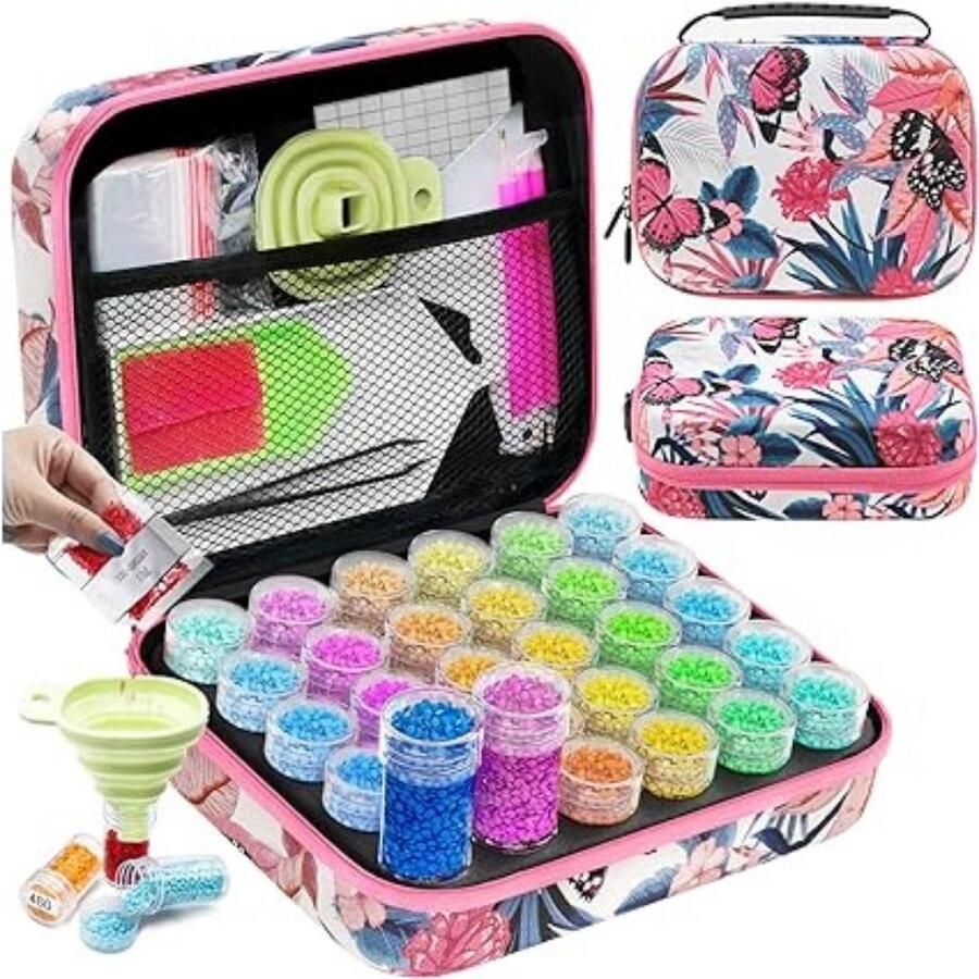 Dailysupplies Diamond Painting Accessoires Opbergdoos Sorteerdoos voor Volwassenen en Kinderen Tropische Koffer