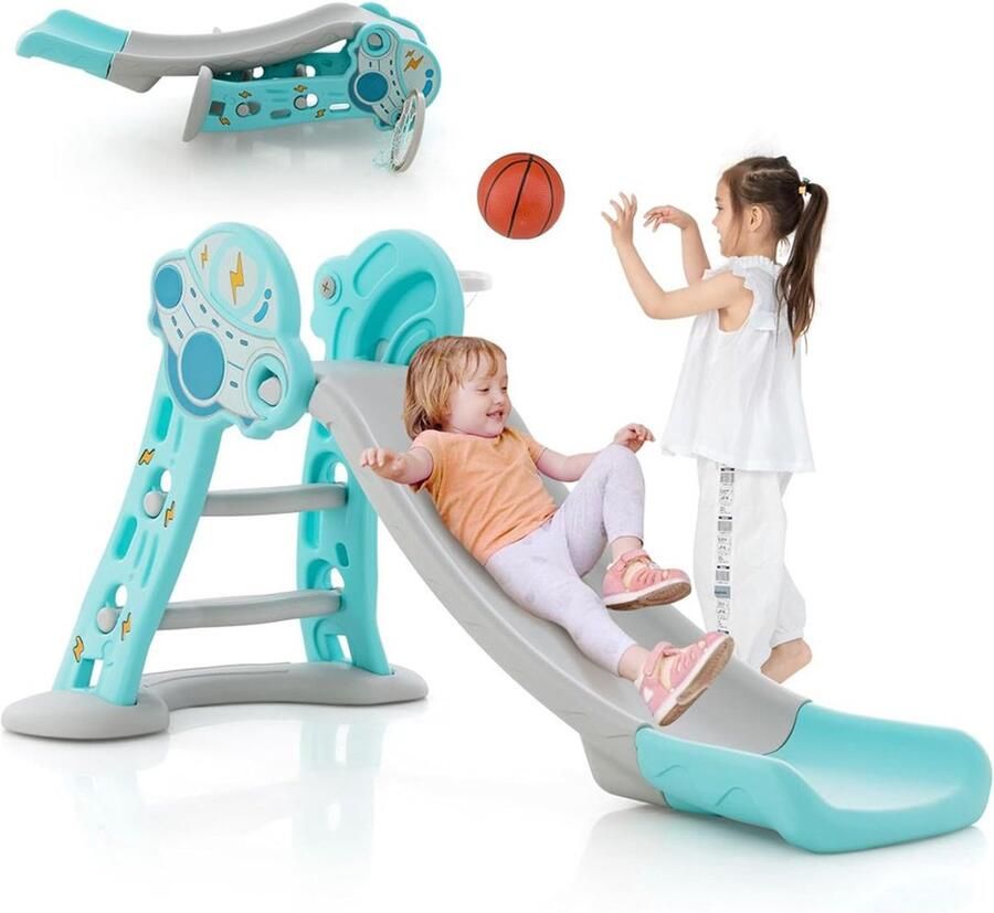 Dailysupplies Glijbaan Peuter Glijbaan Buiten en Binnen 2 Jaar en Ouder Blauw met Grijs