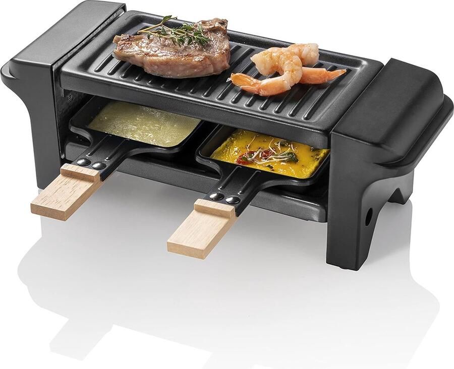 Dailysupplies Gourmetstellen 2 Personen Gourmetset met Pannetjes Teppanyaki Bakplaat Steengrill Raclette Zwart Top Kwaliteit