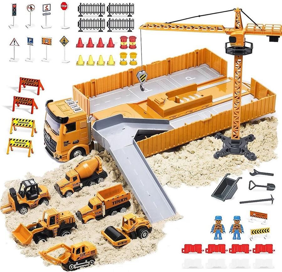 Dailysupplies Graafmachine Speelgoed Buitenspeelgoed Zandbak Geel Complete Set
