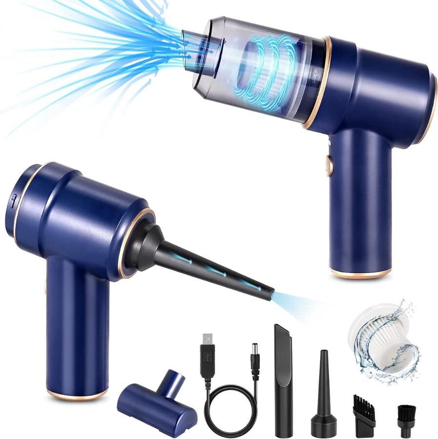 Dailysupplies Handstofzuiger Draadloos Auto Stofzuiger Kruimeldief Snoerloos Kruimelzuiger 12W Donker Blauw