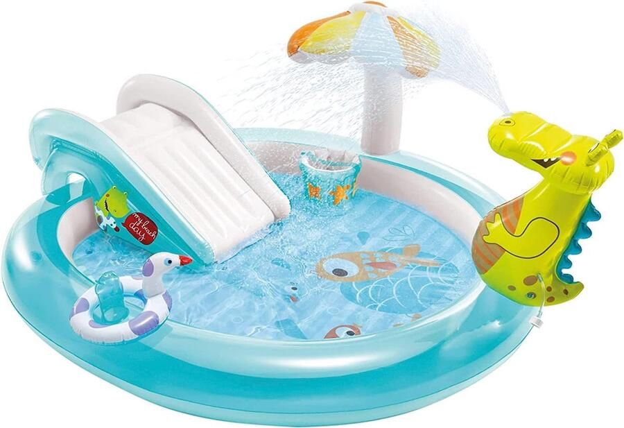 Dailysupplies Kinderzwembad met Glijbaan Speelzwembad Kinder Opblaas Zwembad Licht Blauw