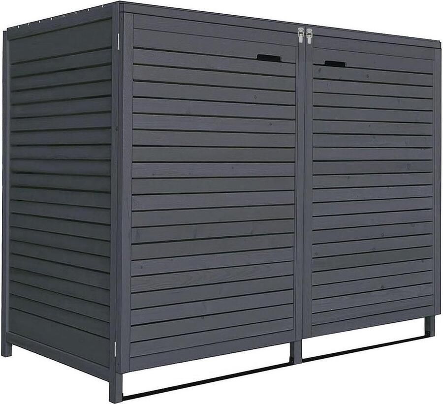 Dailysupplies Kliko Ombouw Dubbel Containerberging 2 Containers Weerbestendig Zwart Hout Look