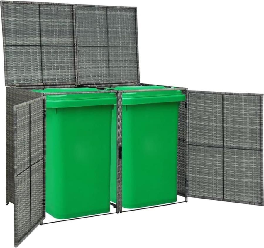Dailysupplies Kliko Ombouw Dubbel Containerberging Kunststof 2 Containers Weerbestendig Grijs