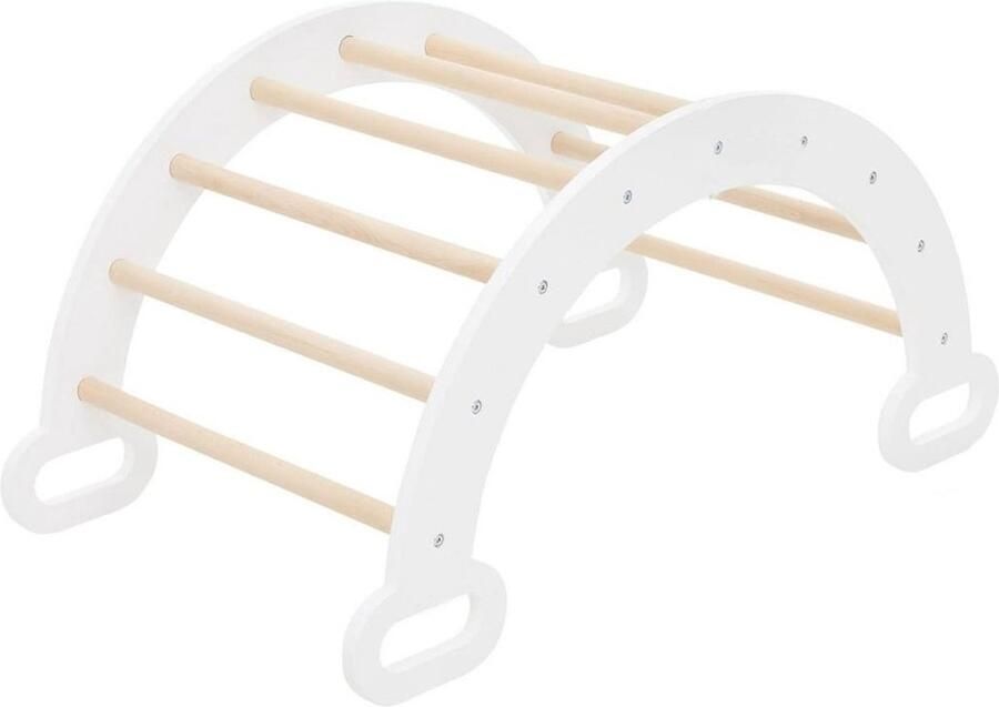 Dailysupplies Klimboog Hout Pikler Driehoek Klimrek Speeltoestel Buiten Rekstok Kinderspeelgoed 2 Jaar en Ouder Wit