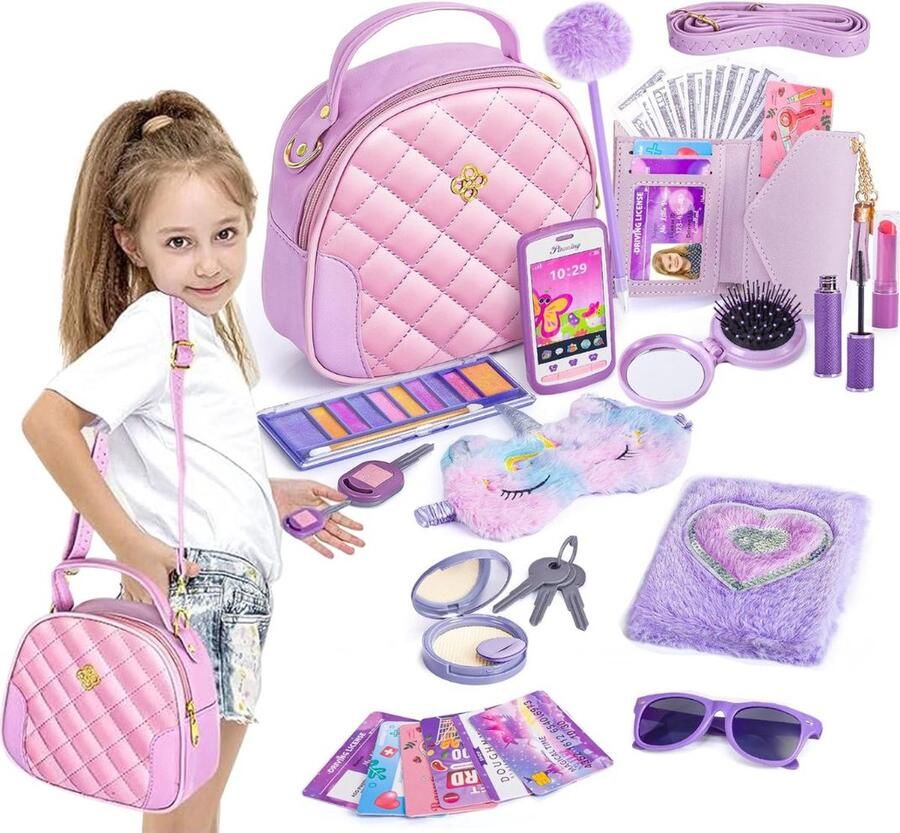 Dailysupplies Make up Koffer Meisjes Kinder Speelkoffer met Inhoud Make upset voor Kinderen Paars Voor jouw Prinsesje