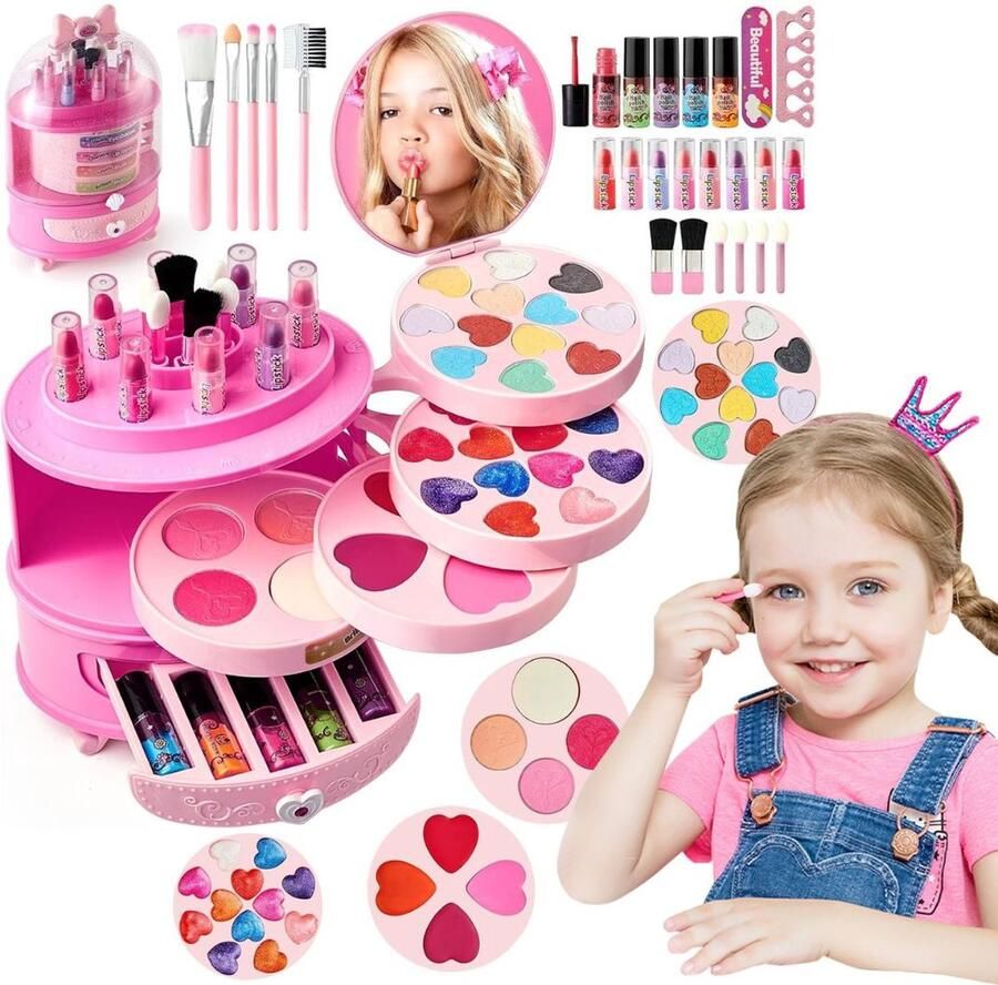 Dailysupplies Make up Koffer Meisjes Kinder Speelkoffer met Inhoud Make upset voor Kinderen Roze Set