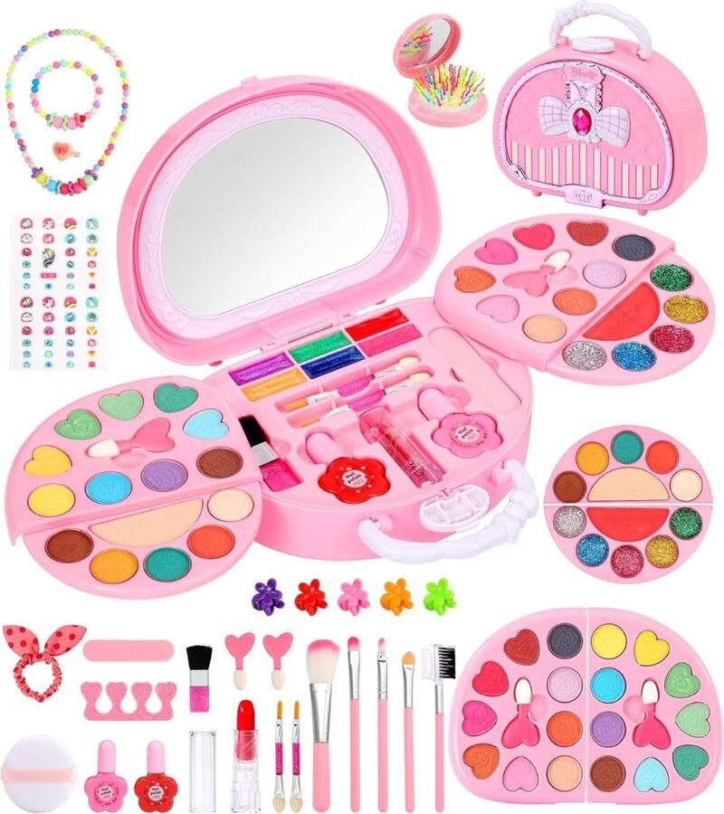Dailysupplies Make up Koffer Meisjes Kinder Speelkoffer met Inhoud Make upset voor Kinderen Roze Koffertje Voor jouw Prinsesje