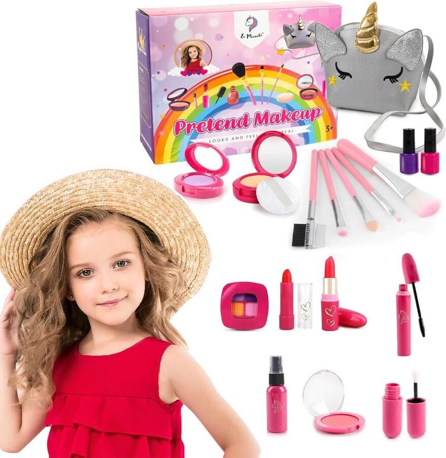 Dailysupplies Make up Koffer Meisjes Kinder Speelkoffer met Inhoud Make upset voor Kinderen Grijs