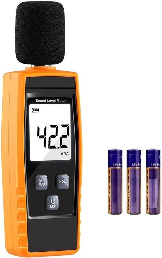 Dailysupplies Professionele Decibelmeter DB Meter Geluidsmeter Inclusief Batterijen Oranje