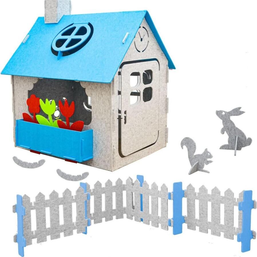 Dailysupplies Speelhuisje voor Buiten Speelhuisjes Speelhuis Blauw met Wit