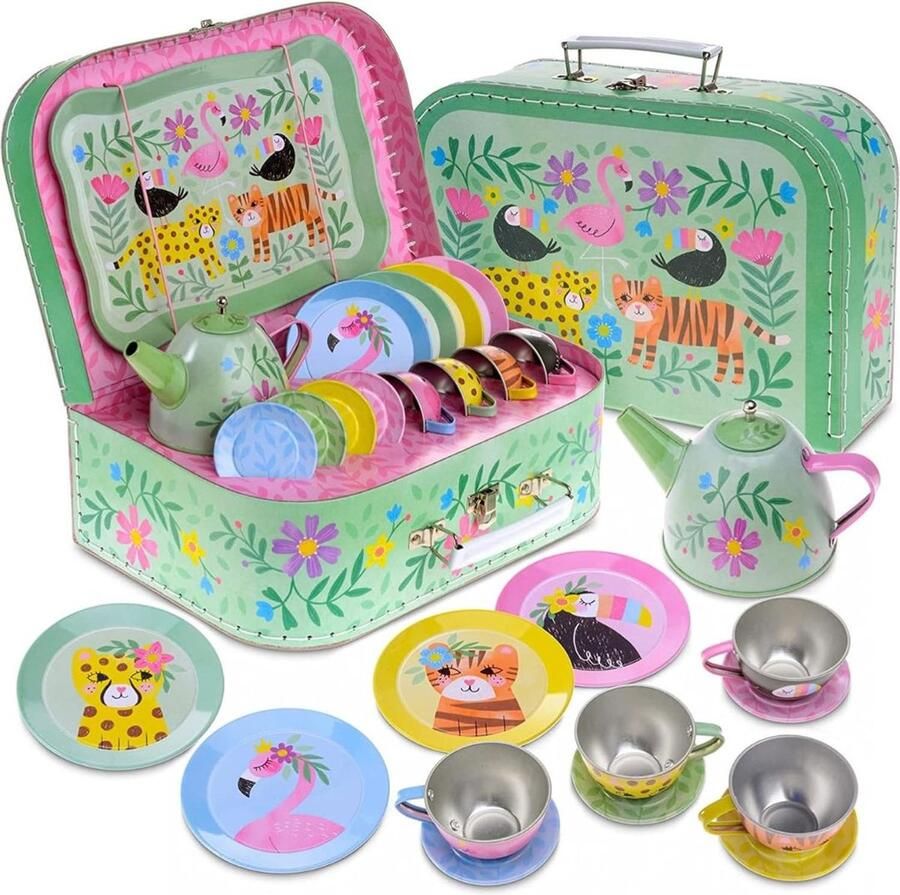 Dailysupplies Theeservies Speelgoed voor Kinderen Kinderspeelgoed 1 2 3 Jaar en Ouder Meisjes en Jongens Dieren Set