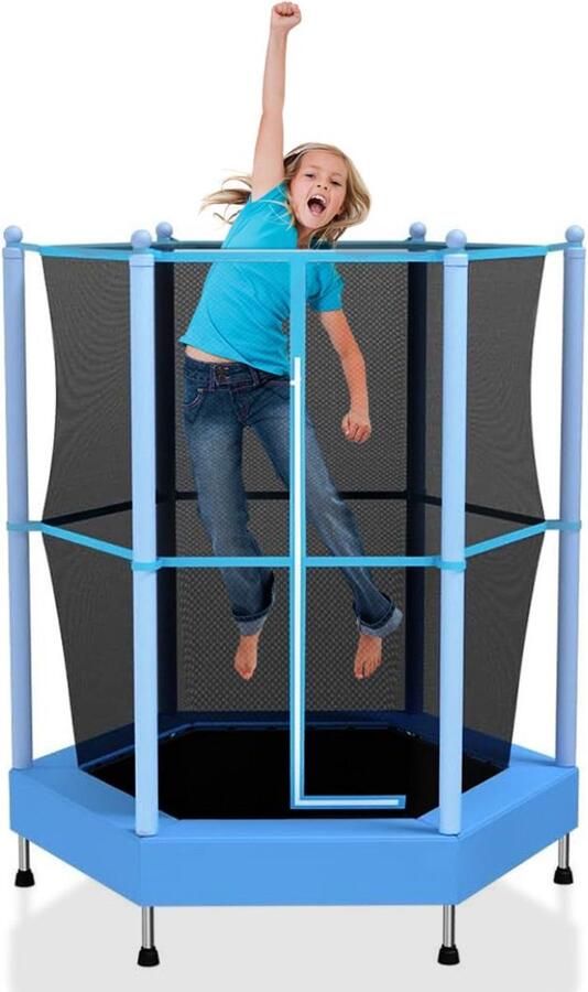 Dailysupplies Trampoline met Veiligheidsnet Trampolines Kinderen Mini Trampoline Blauw