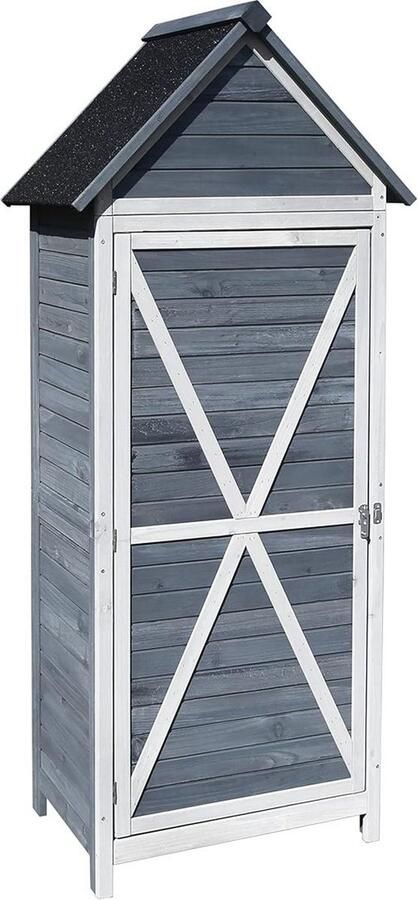 Dailysupplies Tuinkast Hout Tuinkist Tuinkasten voor Buiten Tuinberging 80x55x180cm Grijs