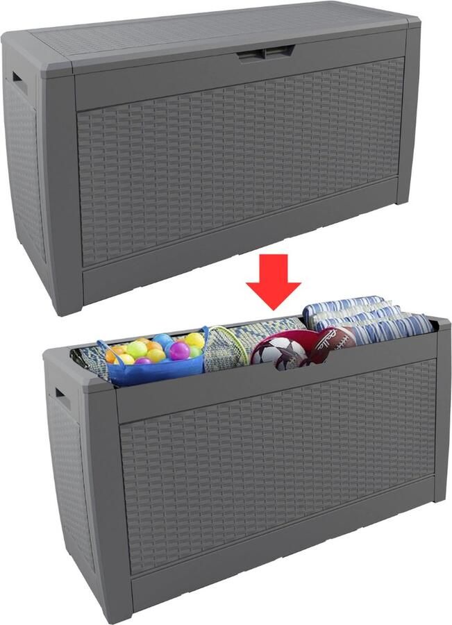 Dailysupplies Tuinkast Tuinkist Tuinkasten voor Buiten Tuinberging Kunststof 120x50x60cm Grijs XXL