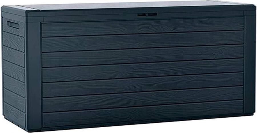Dailysupplies Tuinkast Tuinkist Tuinkasten voor Buiten Tuinberging Kunststof 120x60x50cm Hout Look Antraciet
