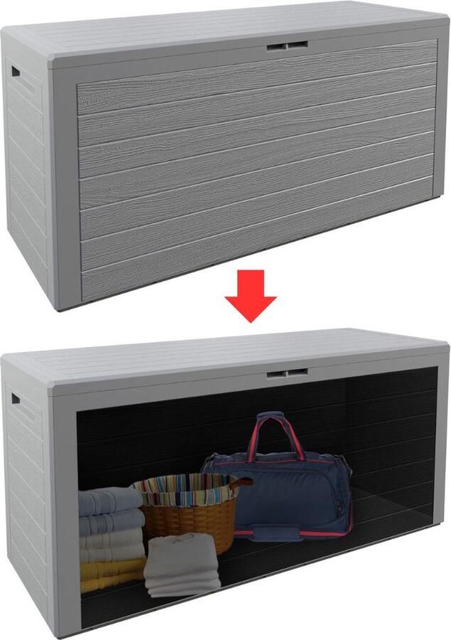 Dailysupplies Tuinkast Tuinkist Tuinkasten voor Buiten Tuinberging Kunststof 120x60x50cm Grijs Hout Look