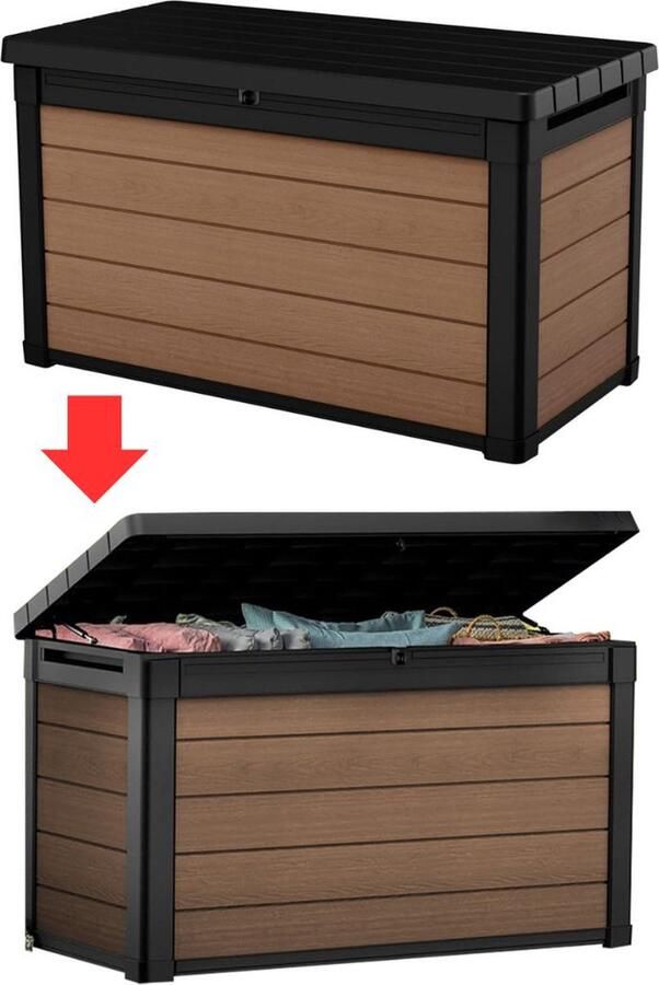 Dailysupplies Tuinkast Tuinkist Tuinkasten voor Buiten Tuinberging Kunststof 120x60x70cm Hout look
