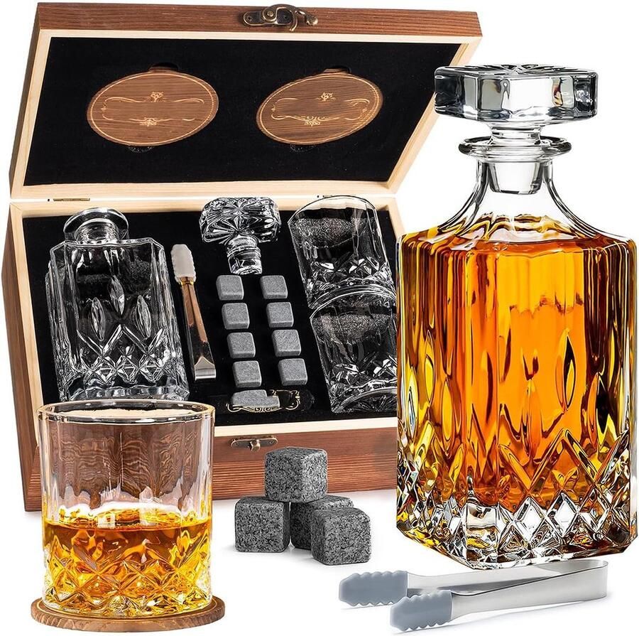 Dailysupplies Whiskey Set Whiskey Karaf Whiskey Glazen Authentiek Bruin