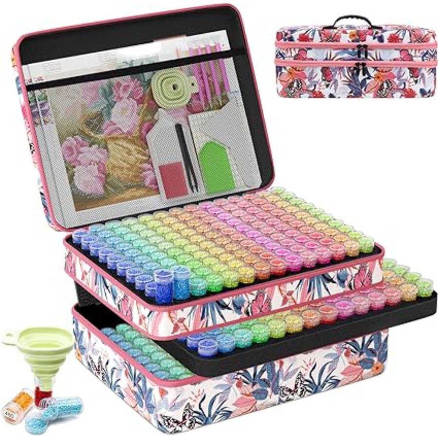 Dailysupplies Diamond Painting Accessoires Opbergdoos Sorteerdoos voor Volwassenen en Kinderen Bloemen Koffer