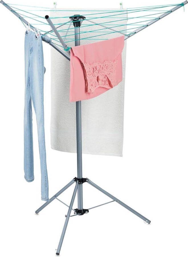 Dailysupplies Droogmolen met Voet voor Camping & Thuis Wasrek Staand Droogrek Inklapbaar Zilver Extra Stevig