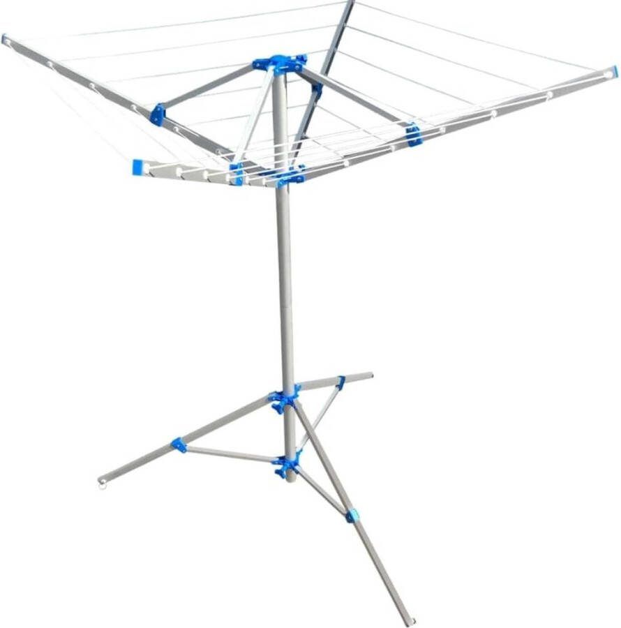 Dailysupplies Droogmolen met Voet voor Camping & Thuis Wasrek Staand Droogrek Inklapbaar Zilver met Blauw