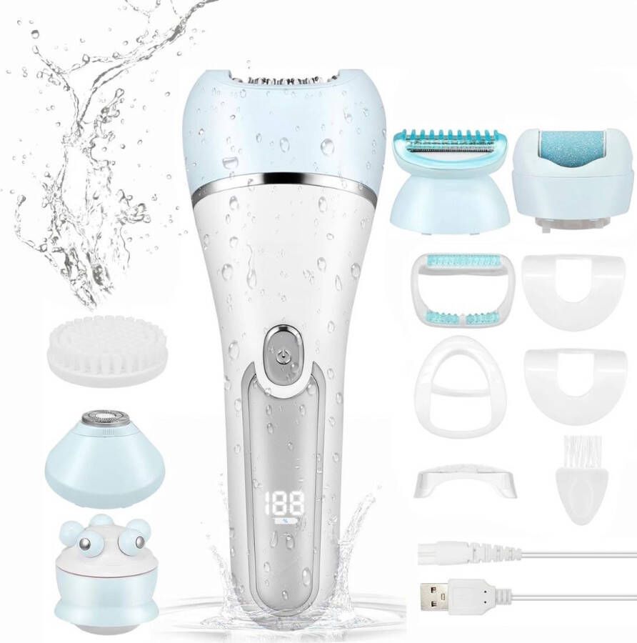 Dailysupplies Epileerapparaat Dames Epilator Gezicht Ontharingsapparaat Wit met Blauw