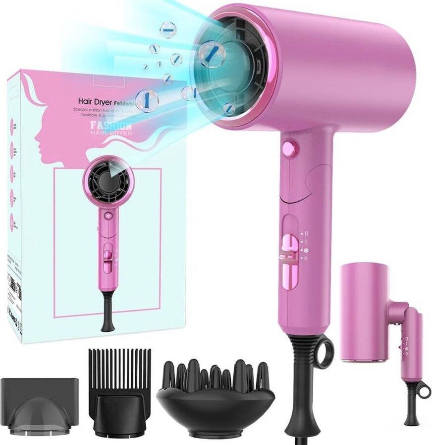 Dailysupplies Fohn met Diffuser Haardroger Krullen Haarfohn Fohnborstel Roze